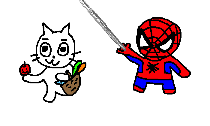 cat n spidey i drew for my cousin